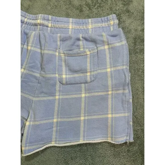 Ivory Ella Women's Plaid Shorts Blue Yellow Drawstring Pocket Elephant US M - Picture 8 of 8